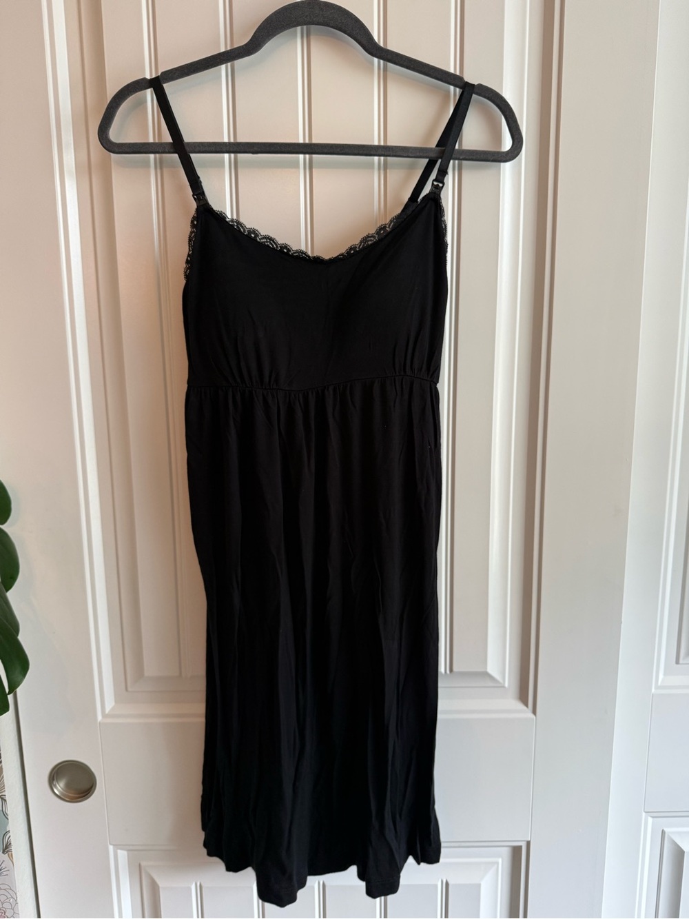 Motherhood Maternity Black Nursing Sleep Gown Dress Lace Trim Size Small